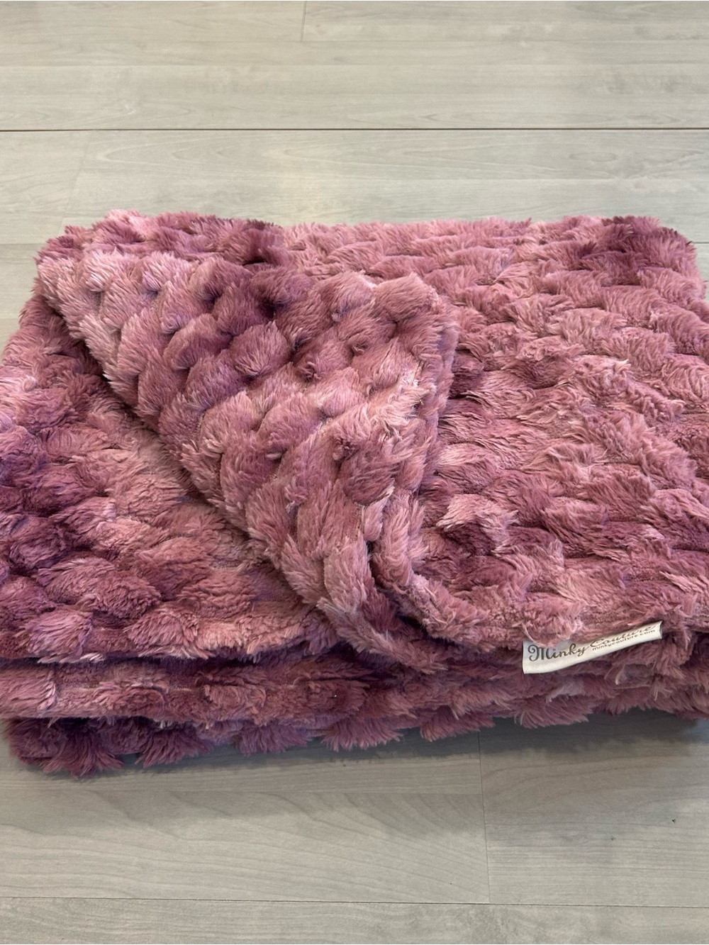 Minky Couture Belgian Waffle Blanket 36x60 Purple Plush Travel Throw